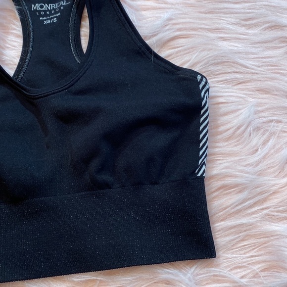 Monreal London Black White Pattern Chevron Seamless Sports Bra sz XS/S - Picture 5 of 11